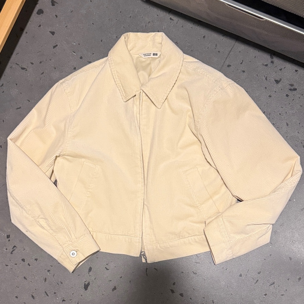 Uniqlo ivory corduroy cropped jacket size medium